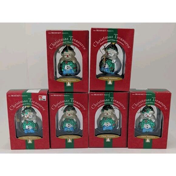 Brass Key Christmas Traditions Classic Miniatures Hand Crafted Snowman Ornaments - Picture 1 of 16